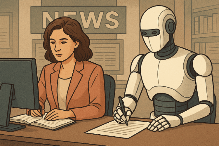 في غرفة الأخبار… حين جلست الآلة إلى جواري